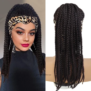 Парики с повязкой на голову из синтетического волокна для чернокожих женщин, длинные кудрявые афро-парики из натуральных волос, дреды с челкой