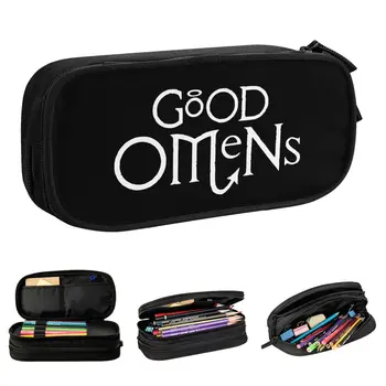 Пеналы Good Omens, модный держатель для ручек, сумка для девочек и мальчиков, вместительные школьные принадлежности, подарки, пеналы