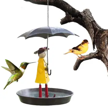 Подвесная кормушка для диких птиц, уличный контейнер с металлической подвесной цепочкой, зонтик в форме девушки, герметичное украшение для сада для кормления семенами