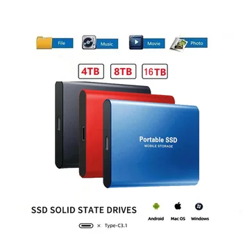 Портативный SSD HDD 500GB 1TB 2TB Внешний Жесткий Диск 4TB 8TB Твердотельные Накопители 500GB Жесткий Диск USB 3.1 4TB SSD Для Ноутбука