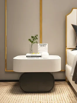 Прикроватный столик Современный, простой и легкий, Роскошная высококачественная круглая каменная плита, Минималистичный прикроватный шкафчик, креативный тренд