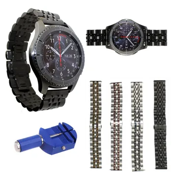 Ремешок для часов из нержавеющей стали 22 мм + быстроразъемные штифты для Samsung Gear S3 Frontier Classic Watch Band, ремешок на запястье, соединительный браслет