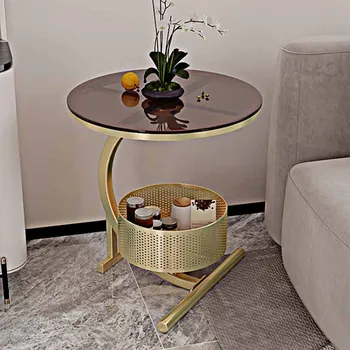 Роскошный Приставной столик для гостиной с металлическим подносом Дизайн спальни Современный Уникальный Приставной столик для хранения украшений Премиум-класса из золота Couchtisch House