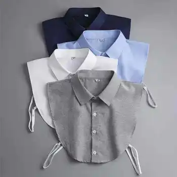 Серая блузка с искусственным воротником, Элегантная блузка с оборками по краю, Универсальная рубашка для взрослых, изысканная однотонная рубашка, рубашка независимой упаковки.
