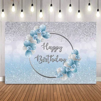 Серый и синий блестящий фон для дня рождения Тема sweet 16th girls с днем рождения фото фон для новорожденных детей баннер для десертного стола