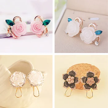 Серьги-гвоздики с цветами, серьги с кристаллами Белой Розы для женщин, модные элегантные вечерние подарки Oorbellen Bijoux, Женские корейские украшения