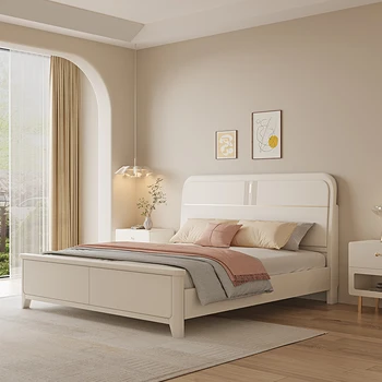 Скандинавский Минималистичный Органайзер для двуспальной кровати с выдвижными ящиками, Деревянная кровать размера 