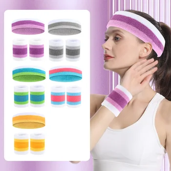 Спортивный модный красочный набор для поддержки запястий - впитывающий пот и дышащий, впитывающий пот и дышащая лента для волос для фитнеса