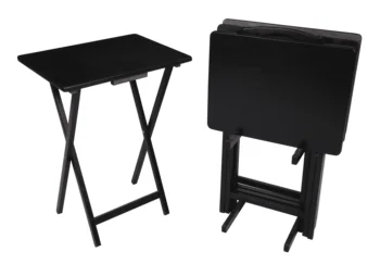 Столешница Mainstays Черная из 5 предметов с откидным подносом для телевизора, 19 x 15 x 26 дюймов (4 стола + 1 стойка-стойка)