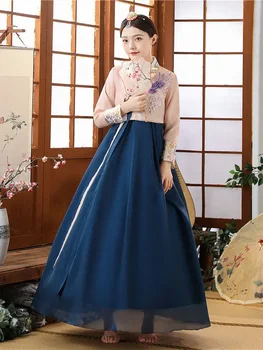 Традиционная корейская одежда, женское платье Ханбок, Старинный Дворцовый халат, V-образный вырез, национальное свадебное платье в стиле Асьен