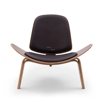 Трехногий стул-ракушка в стиле Ханса Вегнера, фанера из ясеня, тканевая обивка, мебель для гостиной, современный стул-ракушка для гостиной