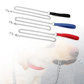 Тяговый поводок для собак с защитой от укусов, товары для домашних животных, поролоновая железная цепь длиной 120 см, металлическая собачья цепь