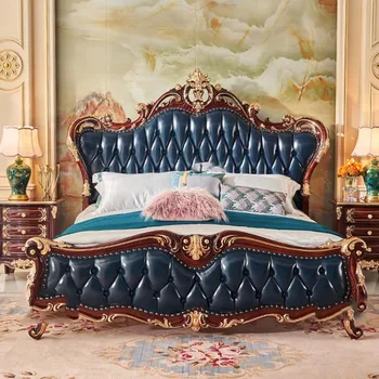 Уникальная Спальня Современная Эстетичная Кровать Деревянная Nordic Twin King Size Кровать Из Натуральной Кожи Роскошная Мебель Для Дома Letto Matrimonialev