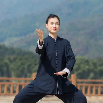 Форма Кунг-фу 2021 Традиционная китайская одежда Форма тайцзи Боевые искусства Ушу Утренняя зарядка Костюм Брюса Ли Тана 12442