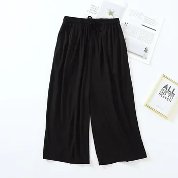 Цвет Домашний, тонкие женские брюки из модала, Размер Свободных женских шорт, широкие укороченные брюки в японском стиле, низ, Летние однотонные большие
