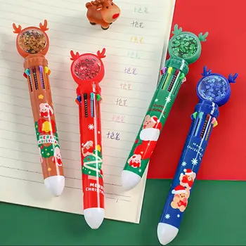 Шариковая ручка Полезная шариковая ручка с мультяшным Оленьим рогом 10 разноцветных заправок, канцелярская ручка для письма