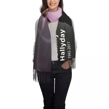 Шарф Джонни Холлидея с индивидуальным принтом, мужские и женские зимние теплые шарфы, шаль французской певицы