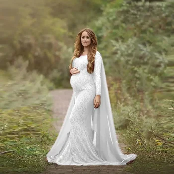 Шифоновая шаль, платья для беременных для фотосессии, Кружевные нарядные платья для беременных, Элегантное Макси-платье для беременных, реквизит для фотосъемки.