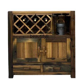 Шкафчик из пробкового дерева, небольшой винный шкаф, Простой современный буфет, Подставка для кухонных бокалов, Чайный шкафчик