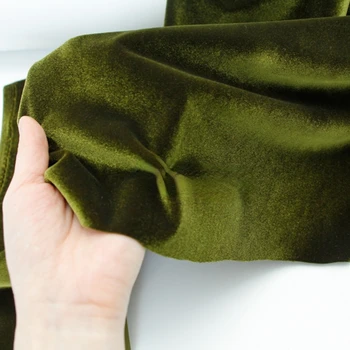 Эластичная ультратонкая бархатная осенне-зеленая ткань Pleuche Cheongsam Cloak Hanfu Clothing Fabric